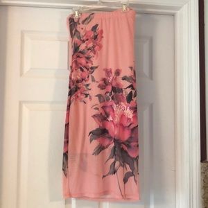 Strapless Floral Mini Dress